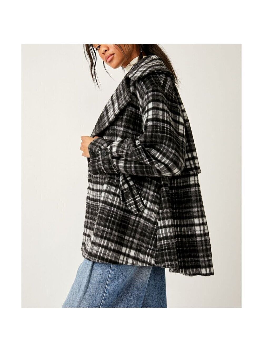 FREE PEOPLE Highlands Wool Peacoat / Salt & Pepper - Picture 5 of 8